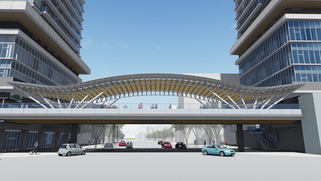 岐阜駅北再開発事業歩行者用デッキのイメージパース