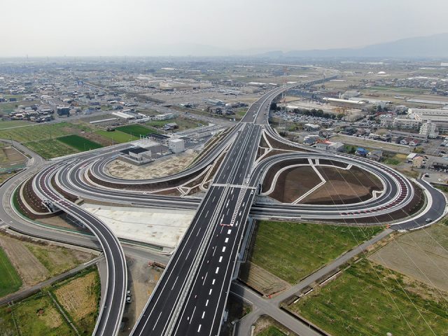 上空から見た本巣インターチェンジ